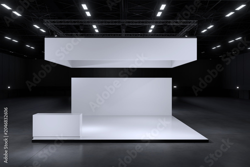 Exhibition stand for mockup and Corporate identity,Display design.Empty booth Design.Retail booth elements in Exhibition hall.booth Design trade show.Blank Booth system of Graphic Resources.3d render.