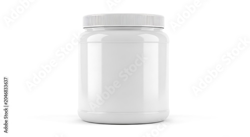 Minimalist white matte ceramic storage jar isolated.