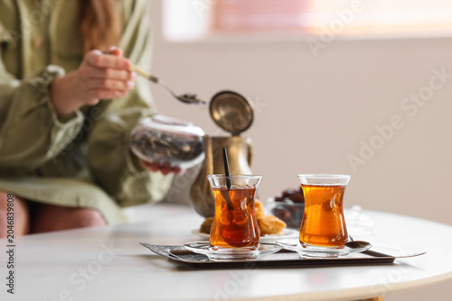Tray with glasses of Turkis...