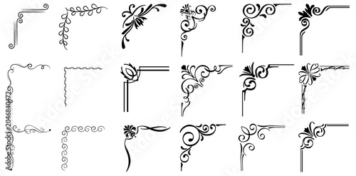Decorative corner frame. Vintage corner set. vector frame corners