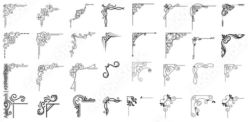 Decorative corner frame. Vintage corner set. vector frame corners