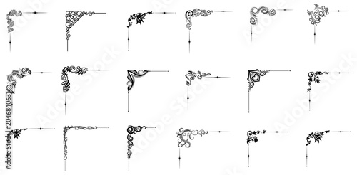 Canvastavla Decorative corner frame. Vintage corner set. vector frame corners