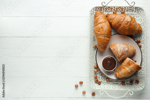 Tray with sweet chocolate c...