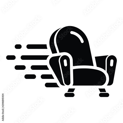 Foto Black armchair with motion lines moving fast to the left side quickly icon