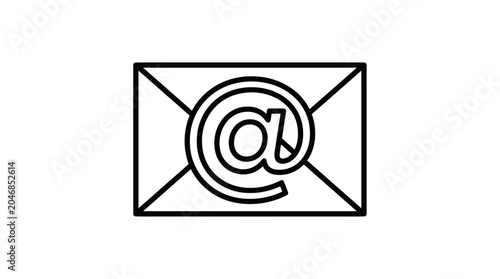 Fotografie Email Envelope Icon with At Symbol - Communication and Contact Symbol