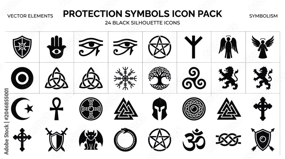 Obraz premium Symbols represent ancient protection.