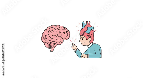 Pink brain illustration with cerebellum on transparent background