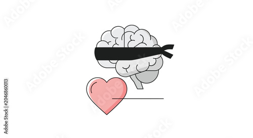 Pink heart and virtual reality headset on transparent background