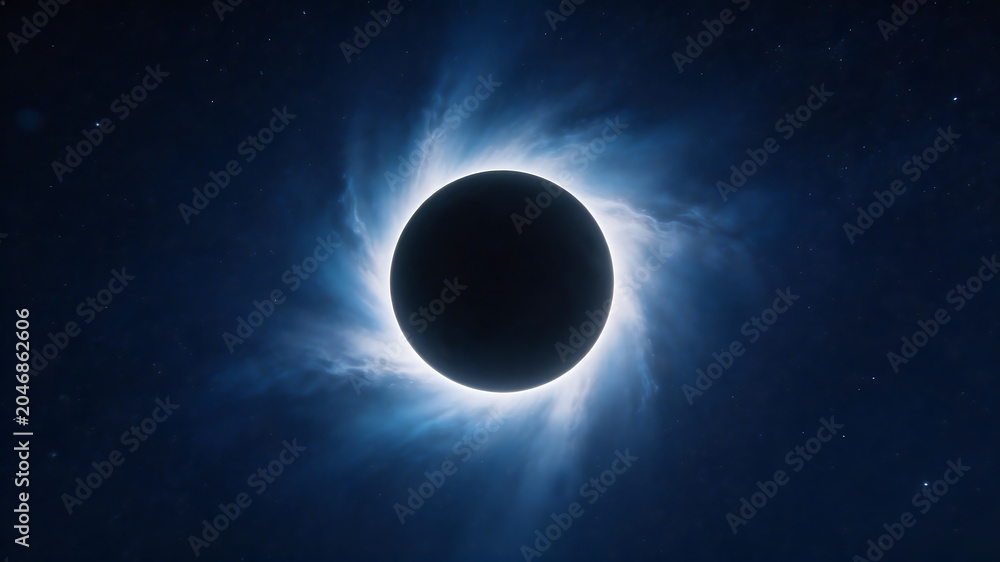 Obraz premium Solar eclipse in space highlighting environmental conservation and serenity