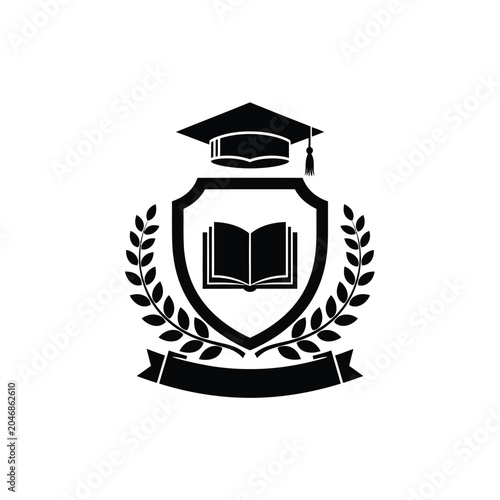 Graduation Cap Education Logo Emblem.