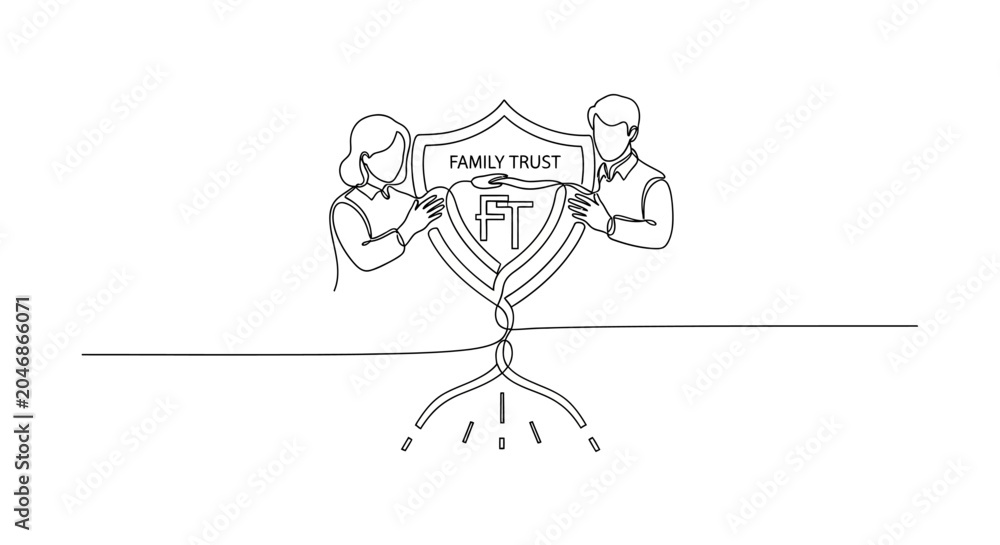 Obraz premium Family Trust Shield Protection: Couple Safeguarding Assets with Financial Security