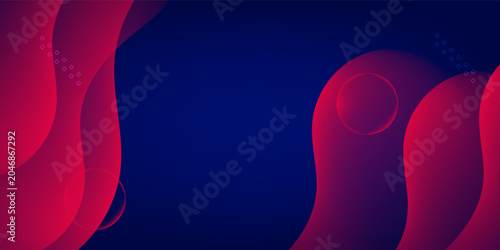 Fotografía Elegant deep blue and pink wavy background with abstract fluid overlapping layers and circle elements
