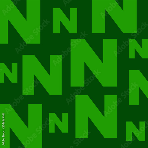 Slika na platnu Seamless pattern background featuring the alphabet letter N in various sizes with a two-tone green color palette