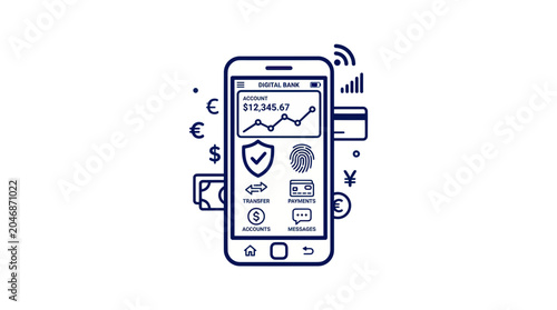 Digital Banking App on Smartphone Screen, Online Finance, Mobile Banking, Cryptocurrency