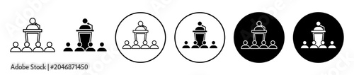 Lecture icon. Editable stroke and filled. Pixel perfect