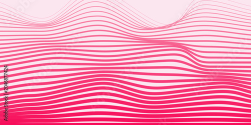 Fotografie A stunning abstract background featuring dynamic topographic ribbon waves in a vibrant pink gradient