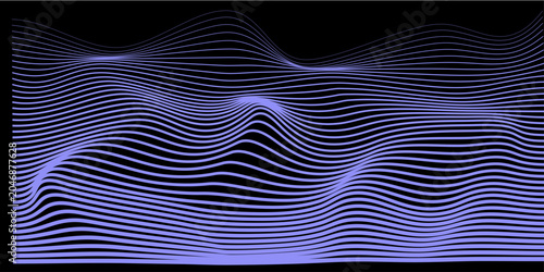 Schilderij op canvas A retro-futuristic abstract background featuring a dynamic topographic wave mesh