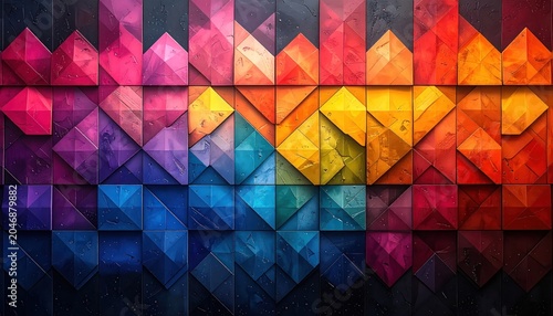 Colorful Geometric Abstract Art - A Vibrant Mosaic of Shapes.