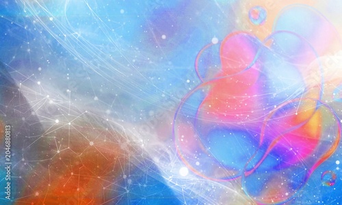 Futuristic Abstract Network Background with Colorful Fluid Shapes
