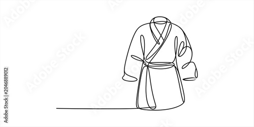 Foto Continuous single line drawing of a bath robe for spa and relaxation