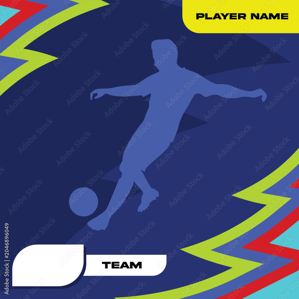 Fototapeta premium Football Athlete Card Design Template with Player Information and Modern Sports Theme