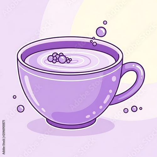 Purple glass jar with metal clasp and lid on white background.