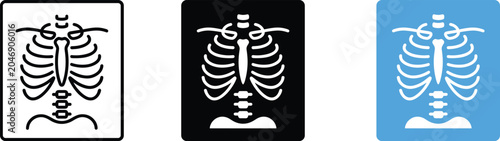 Foto Chest radiography scan vector illustration bundle using line and flat colors