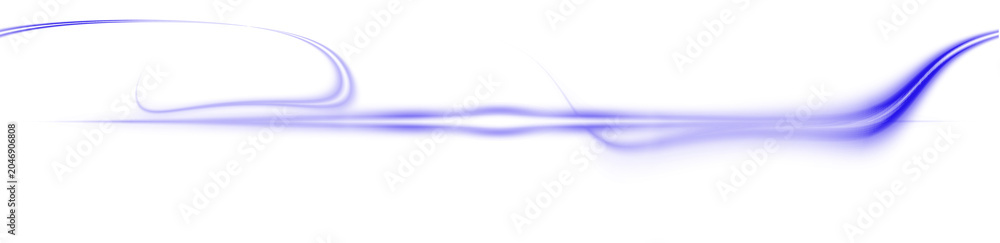 Obraz premium Blue glowing flowing wavy light ribbon trail on transparent background isolated light effect cutout