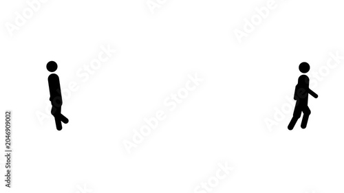 Animated Two walking person crossing, walking man icon.a person standing, walking, and running icon animation.