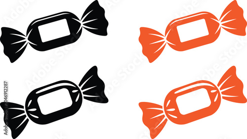 фотографія Spooky Halloween Wrapped Candy Vector Icon Set, Trick-or-Treat Sweets Matrix,