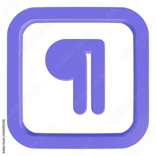 3D flat vector illustration of a text paragraph alignment button with lines justify left right center isolated white background simple ui element icon design