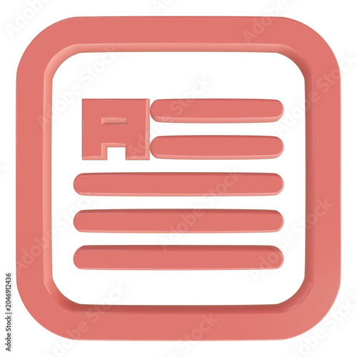 3D flat vector illustration of a text button user interface element with letter T for typing input isolated white background simple ui icon design