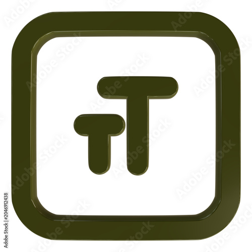 3D flat vector illustration of a text size button with capital A small a for font scaling typography control isolated white background simple asset