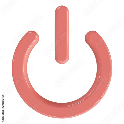 3D flat vector illustration of a turn off power button with circle and line symbol for shutdown isolated white background simple ui icon design