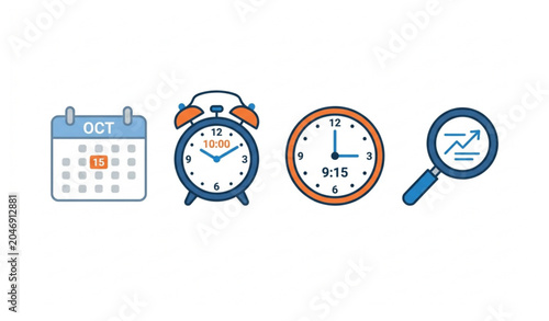 Bilde på lerret Minimal calendar and schedule search flat vector illustration