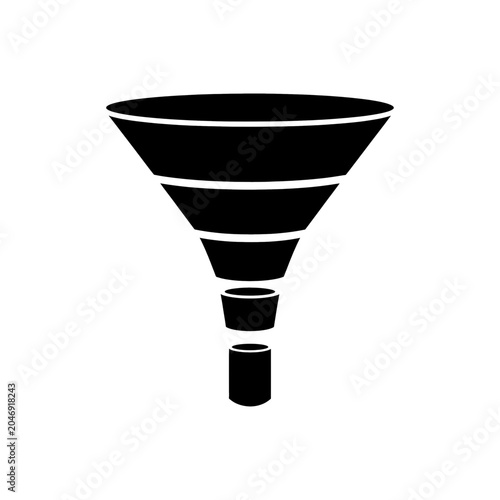 Black sales funnel icon illustration representing marketing conversion process with marketing conversion business strategy isolated management customer analysis