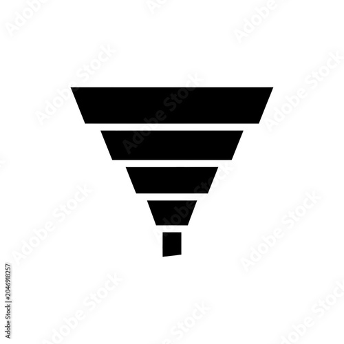 Minimalist funnel icon for data filtering and business segmentation with segmentation marketing business conversion isolated minimalist analysis silhouette