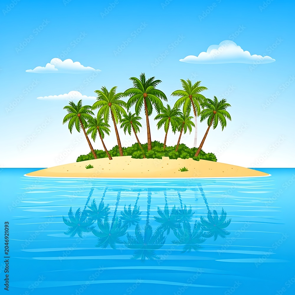 Obraz premium Tropical island with palm trees beach.