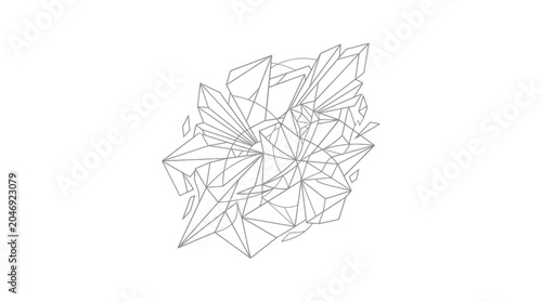 Photos Geometric Crystal Abstract Structure Wireframe Design on White Background