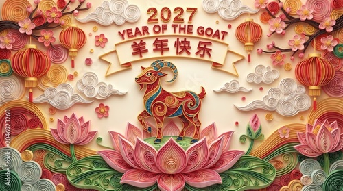 Year of the Goat 2027, Cute Lunar Goat Celebration, Chinese Zodiac Goat 2027, Celebration of the Year of the Goat in 2027