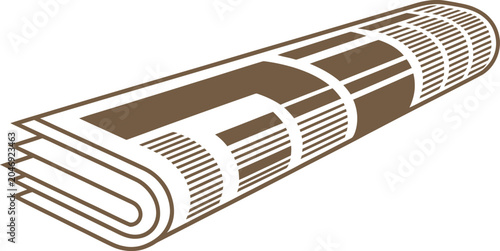 Rolled Newspaper Daily Press Media Line Art Clipart