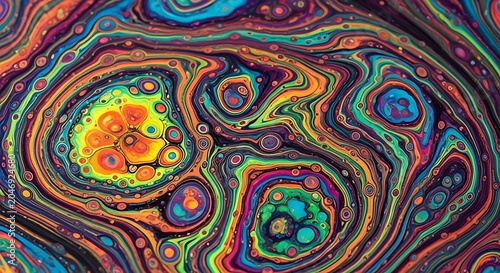 Innovative Liquid cells fluid acrylic art Technology Concept for Digital Innovation