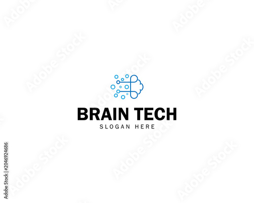 Brain logo suitable for technology logo design. brain tech vector logo template. Artificial intelligence logo.
