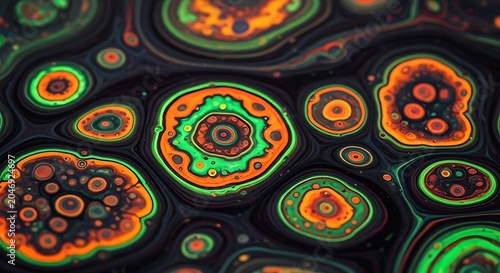 Professional Liquid cells Charcoal Neon Art Stock Photo for Commercial Use