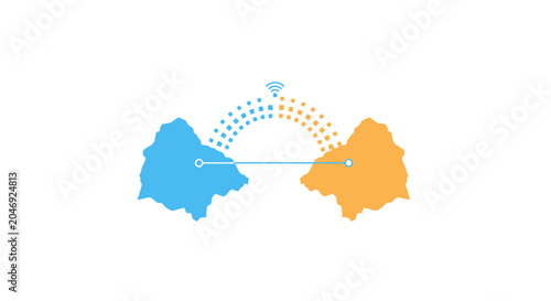 Foto Connection between two map shapes.