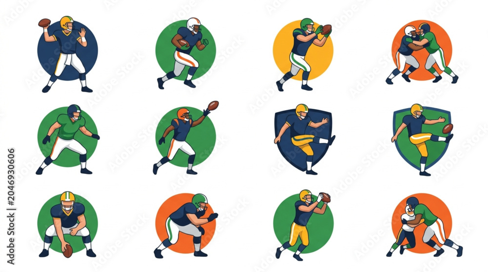 Fototapeta premium Colorful Illustrations of Football Players Celebrating.
