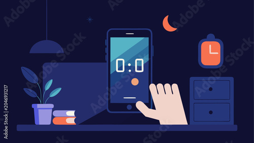 Принти на полотні Smart home automation showing zero energy usage on a phone screen