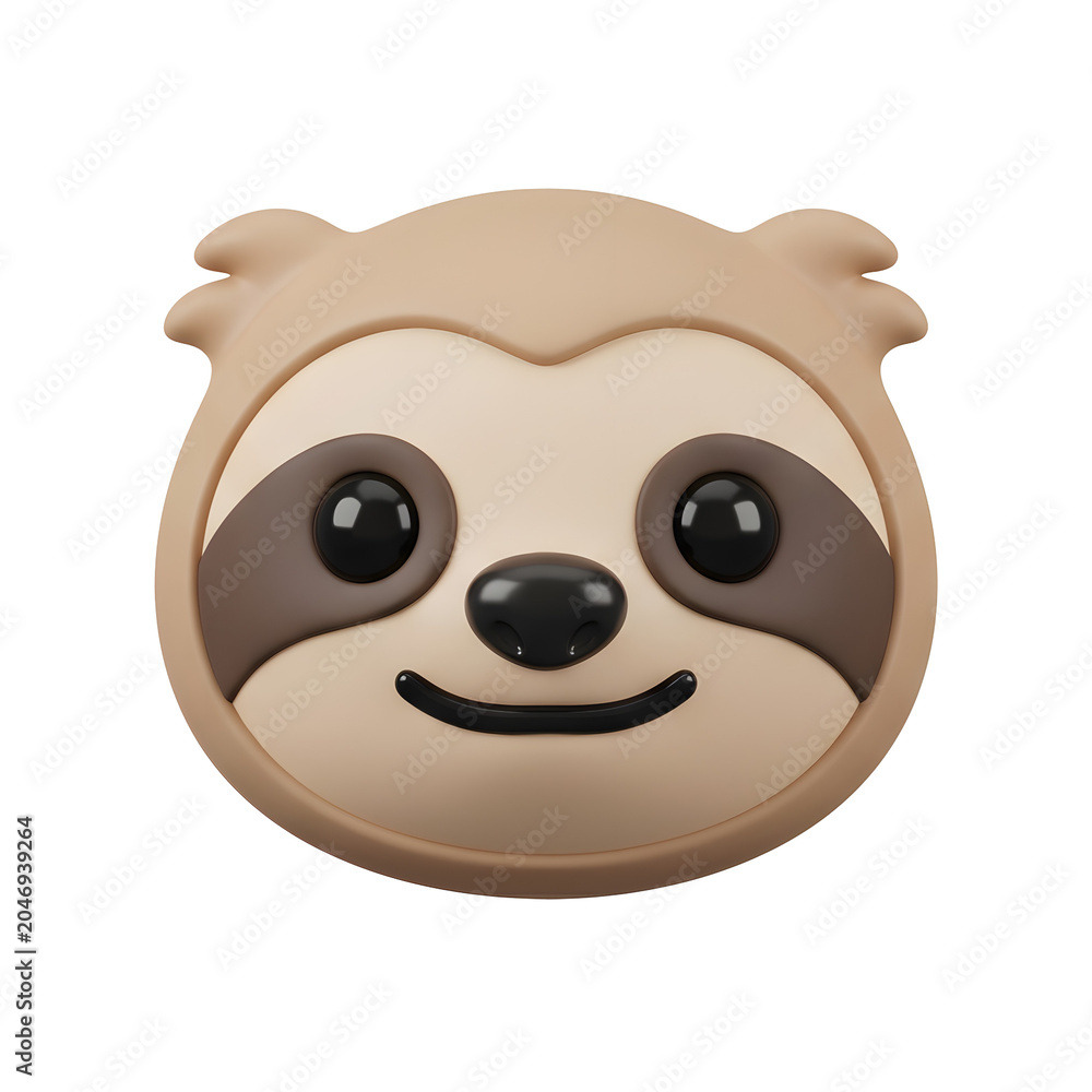 Fototapeta premium 3D Rendered Sloth Emoji Face