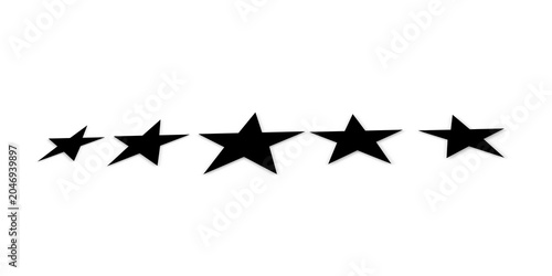 Five star feedback customer rating graphic badge with 3D perspective distortion png image.