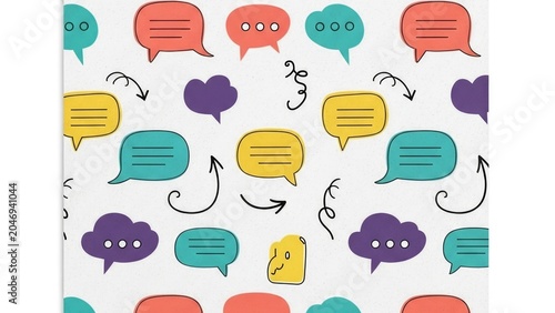 Spark dynamic conversations with this vibrant and playful hand-drawn communication pattern.